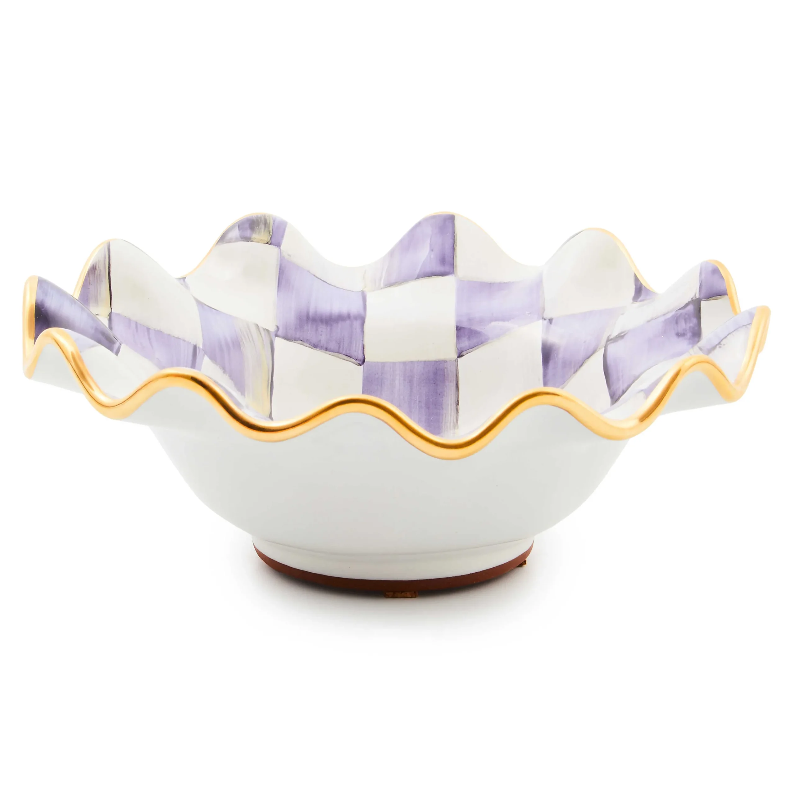 MacKenzie-Childs Plum Check Ceramic Fluted Breakfast Bowl| Dinnerware & Flatware