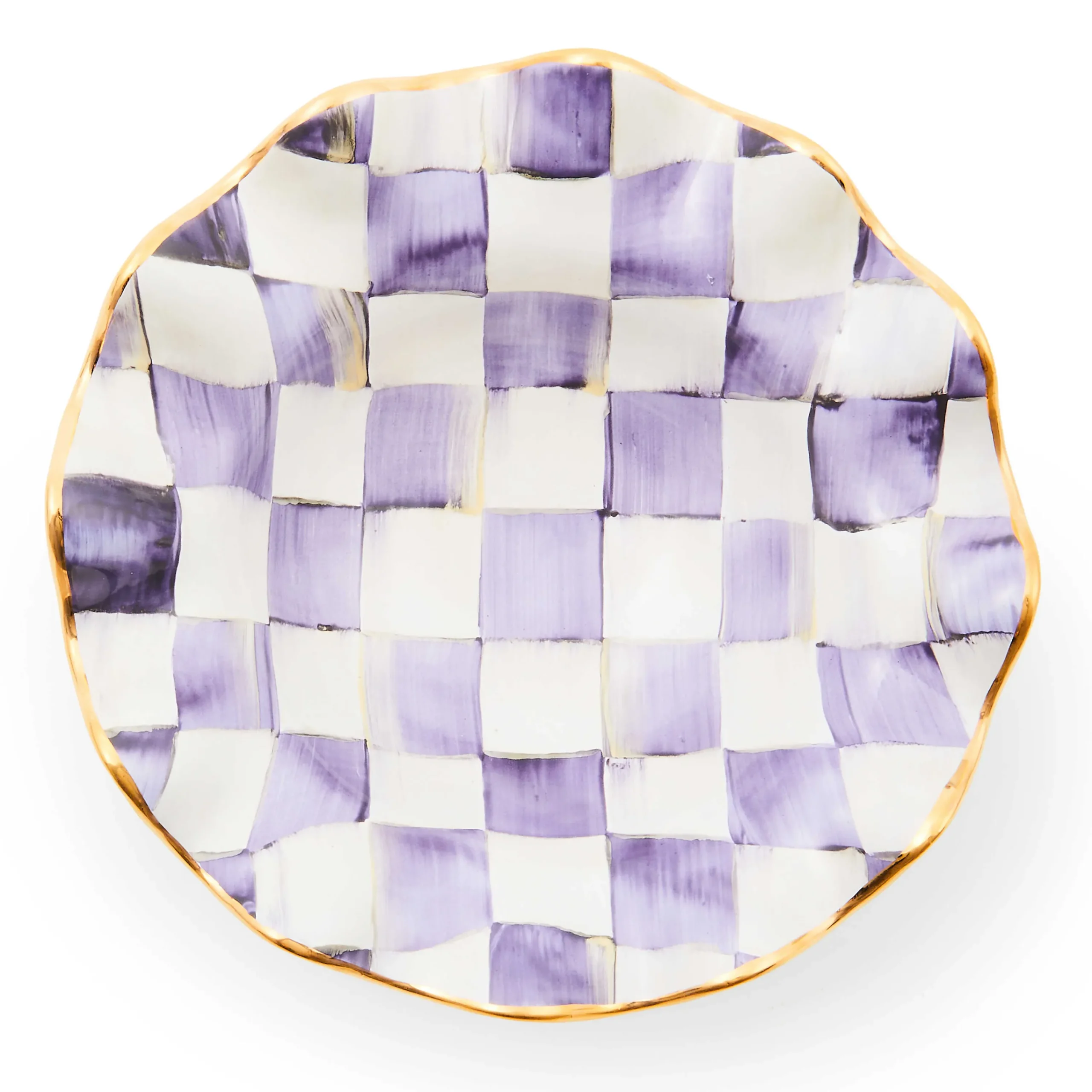 MacKenzie-Childs Plum Check Ceramic Fluted Breakfast Bowl| Dinnerware & Flatware
