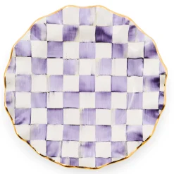 MacKenzie-Childs Plum Check Ceramic Fluted Dinner Plate| Fall Entertaining|Dinnerware & Flatware