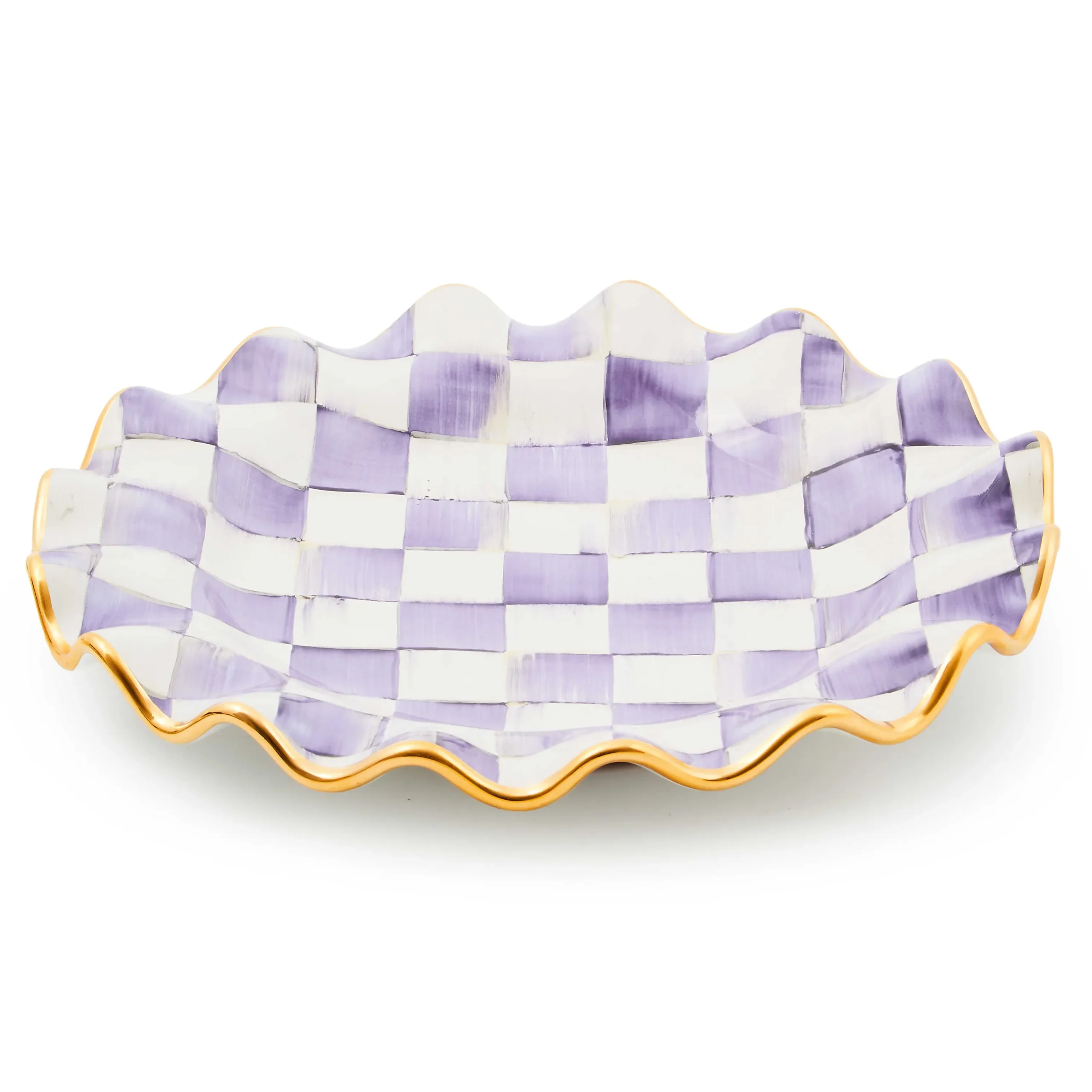 MacKenzie-Childs Plum Check Ceramic Fluted Dinner Plate| Fall Entertaining|Dinnerware & Flatware