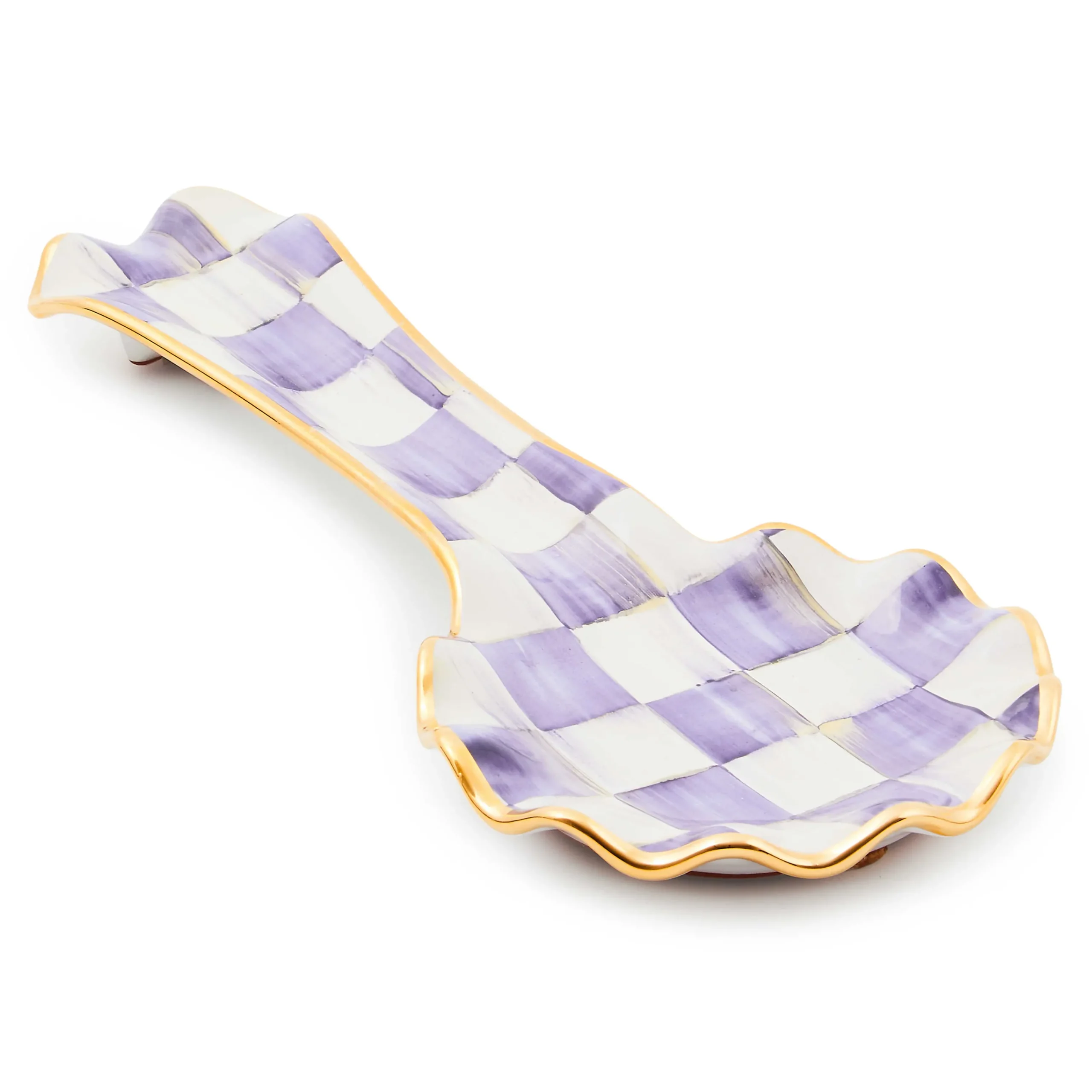MacKenzie-Childs Plum Check Ceramic Spoon Rest| Kitchen Utensils & Tools