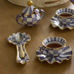 MacKenzie-Childs Plum Check Ceramic Spoon Rest| Kitchen Utensils & Tools