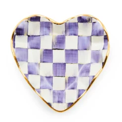 MacKenzie-Childs Plum Check Fluted Ceramic Heart Plate| Room Accents|Serveware