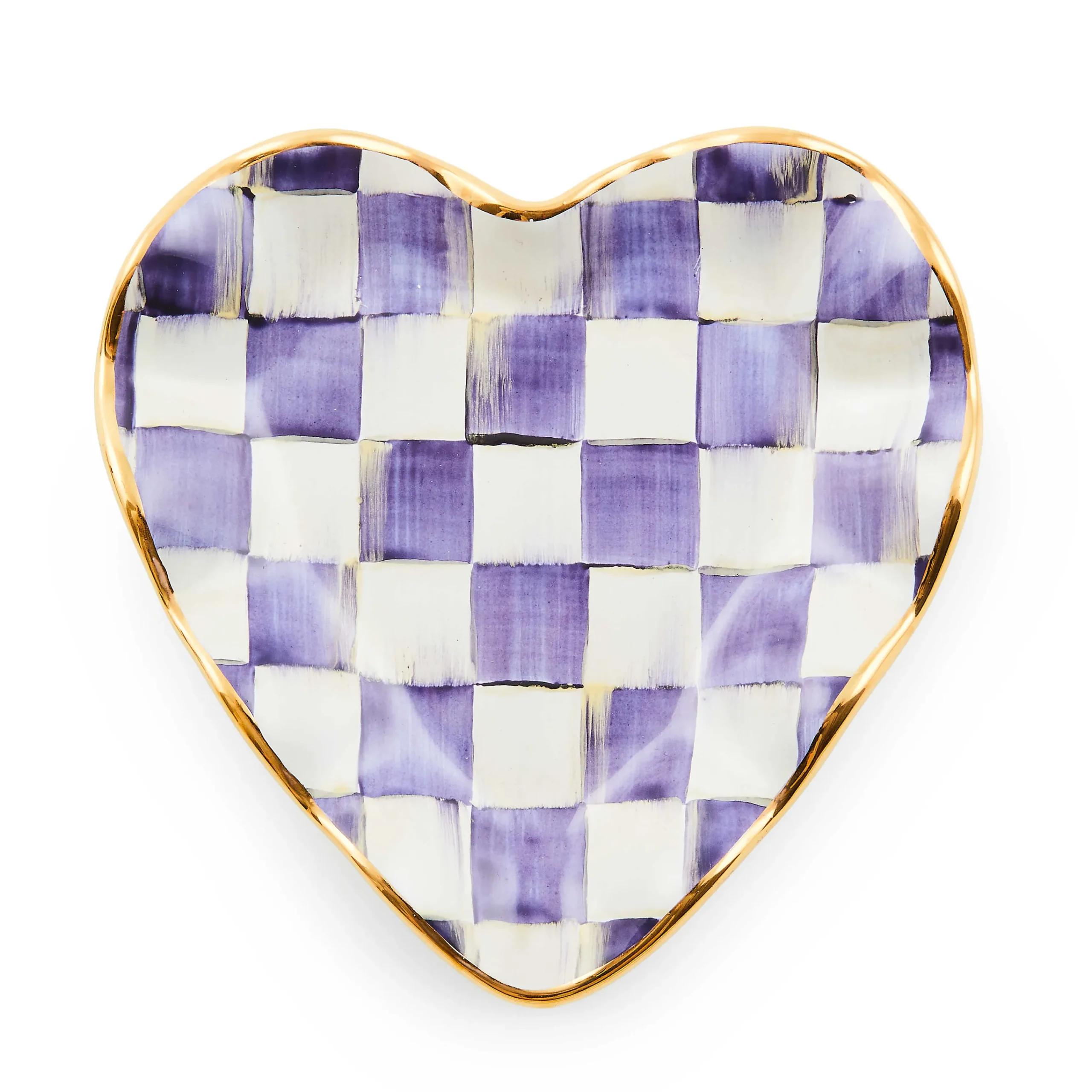 MacKenzie-Childs Plum Check Fluted Ceramic Heart Plate| Room Accents|Serveware
