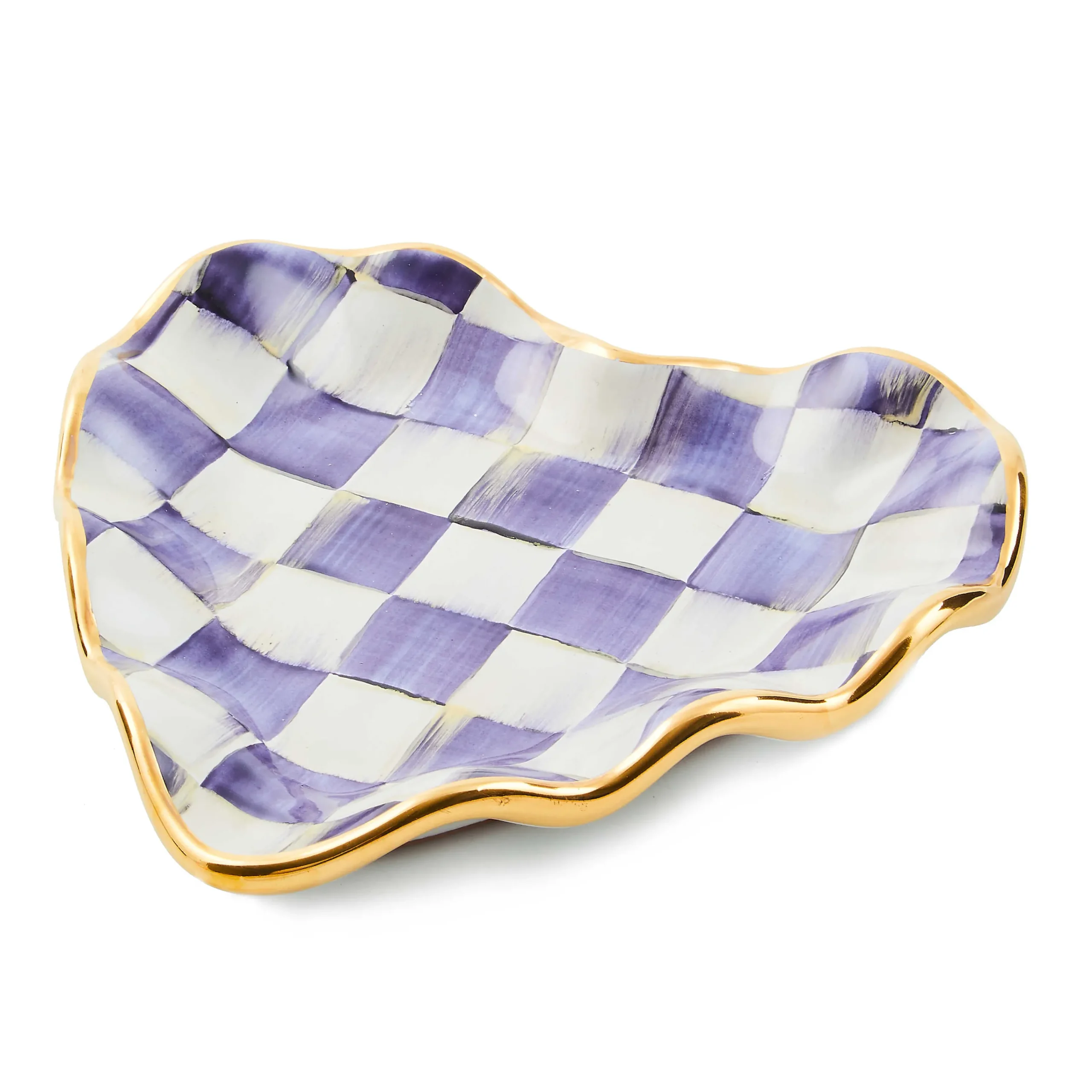MacKenzie-Childs Plum Check Fluted Ceramic Heart Plate| Room Accents|Serveware