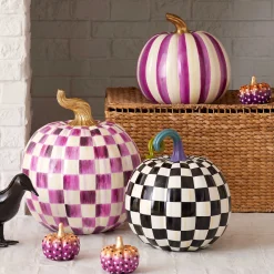 MacKenzie-Childs Plum Check Large Pumpkin| Pumpkins|The Halloween Shop
