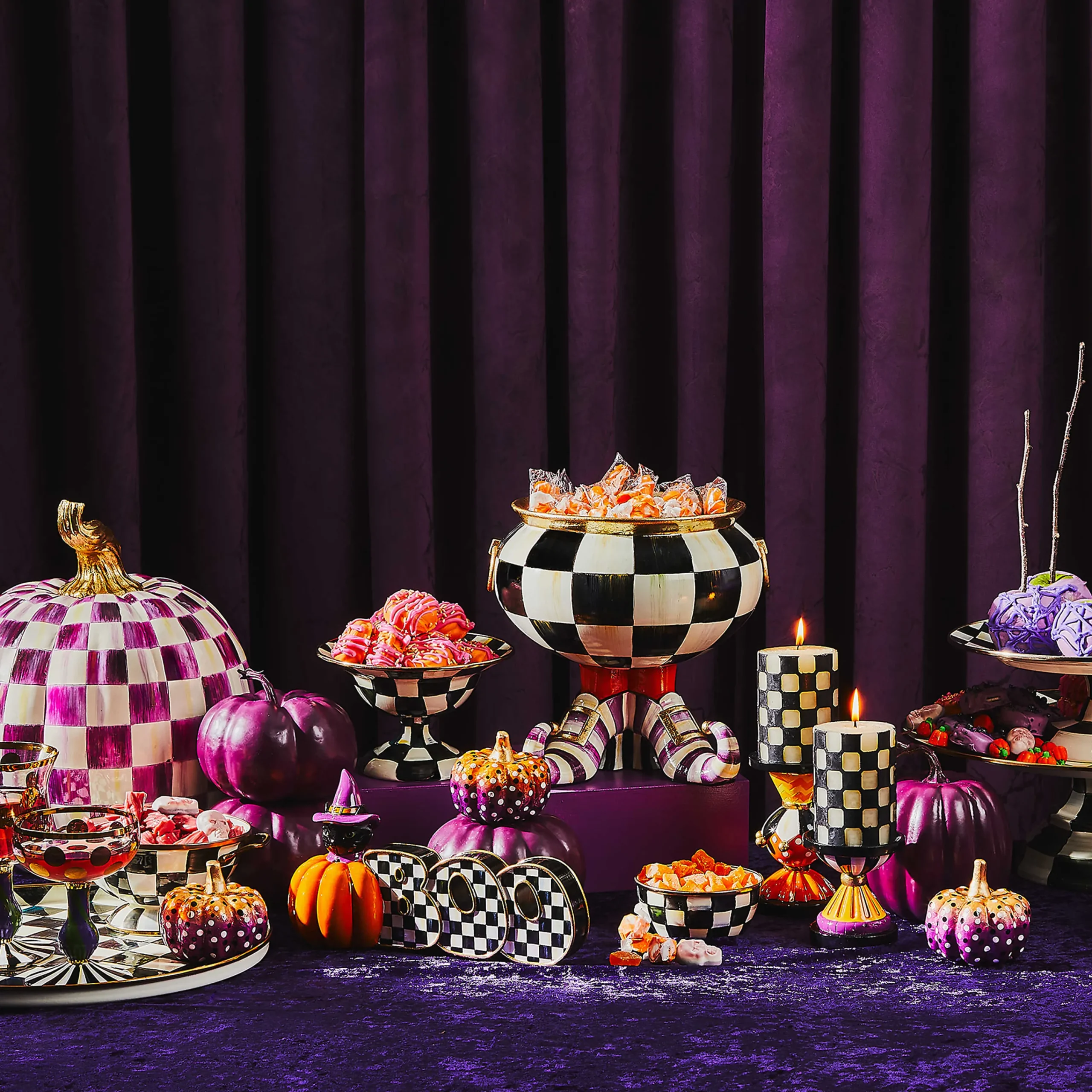 MacKenzie-Childs Plum Check Large Pumpkin| Pumpkins|The Halloween Shop