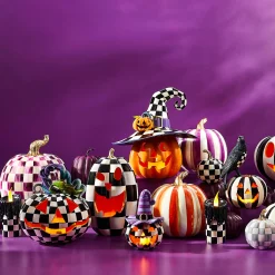 MacKenzie-Childs Plum Check Large Pumpkin| Pumpkins|The Halloween Shop