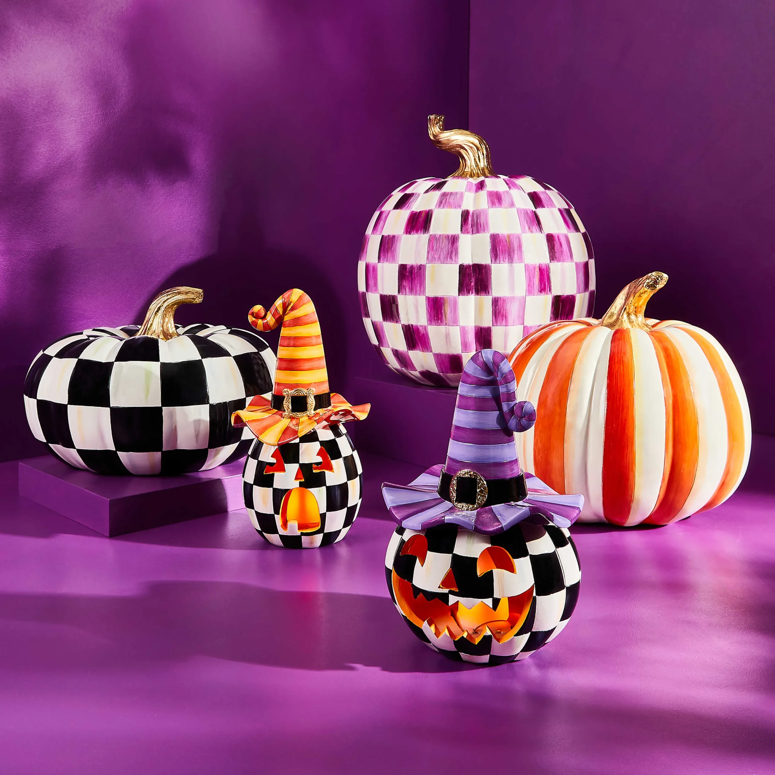 MacKenzie-Childs Plum Check Large Pumpkin| Pumpkins|The Halloween Shop