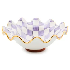 MacKenzie-Childs Plum Check Medium Ceramic Fluted Serving Bowl| Fall Entertaining|Serveware