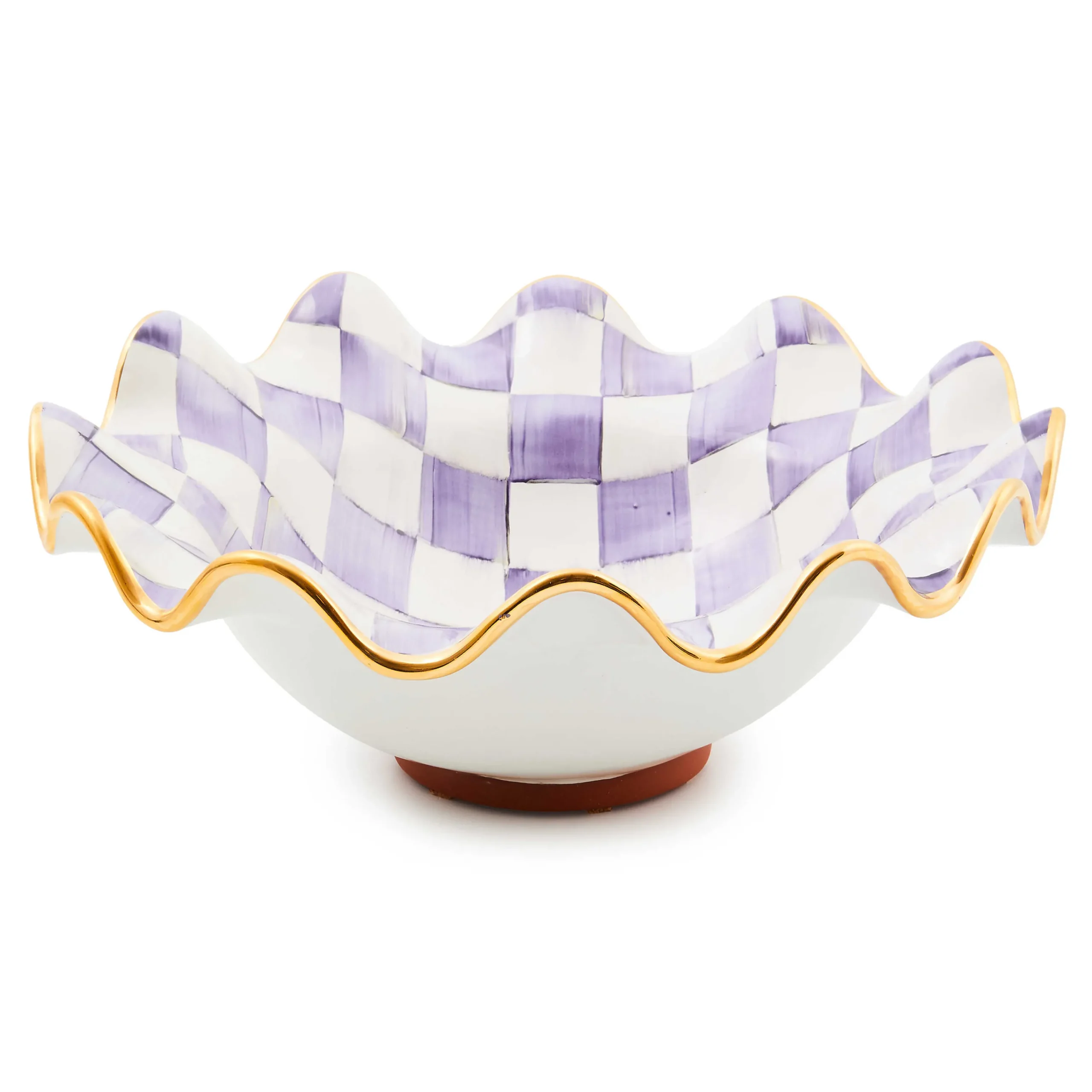 MacKenzie-Childs Plum Check Medium Ceramic Fluted Serving Bowl| Fall Entertaining|Serveware