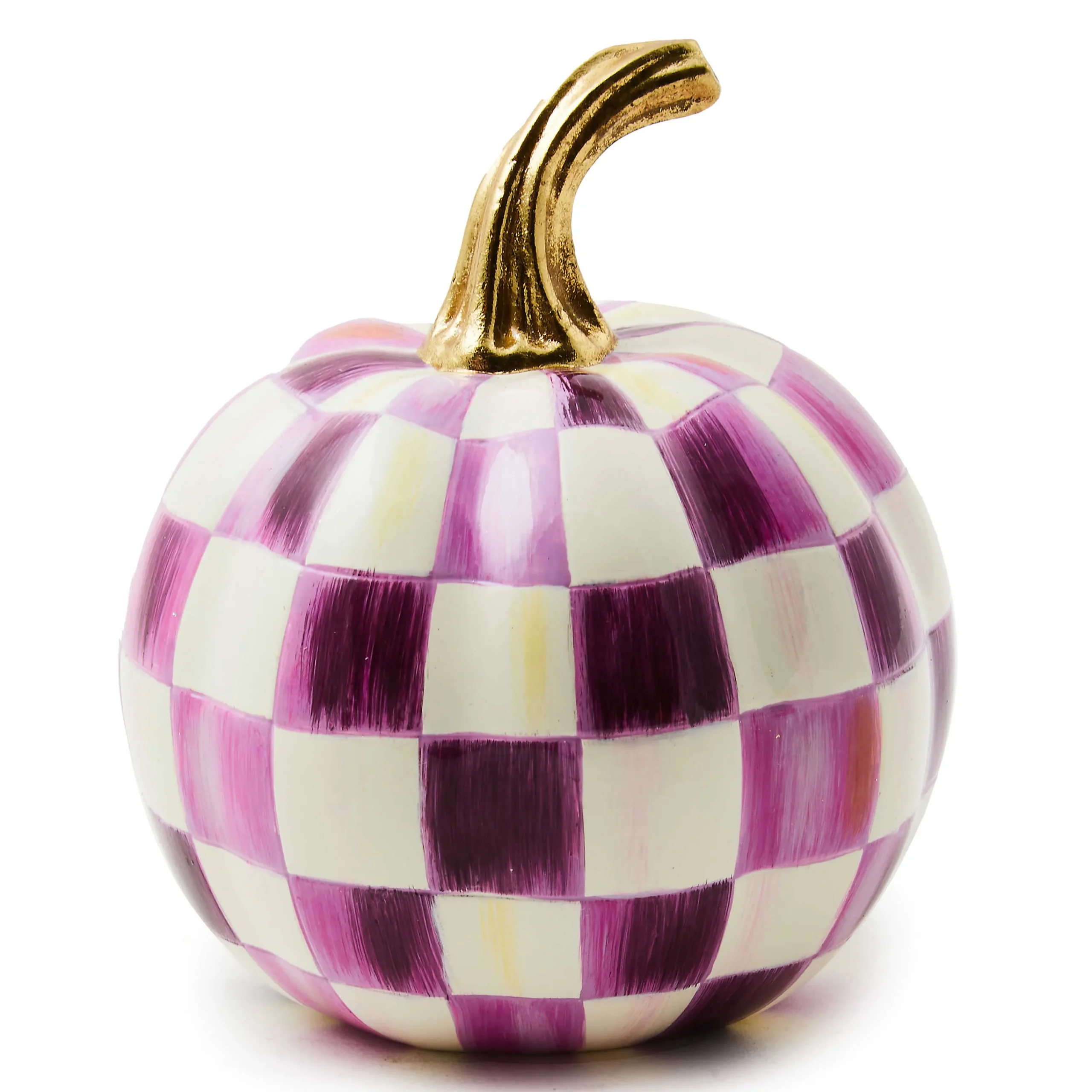 MacKenzie-Childs Plum Check Mini Pumpkin| Pumpkins|The Halloween Shop