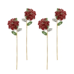 MacKenzie-Childs Poinsettia Beaded Stems, Set of 4| Holiday|Greenery & Florals
