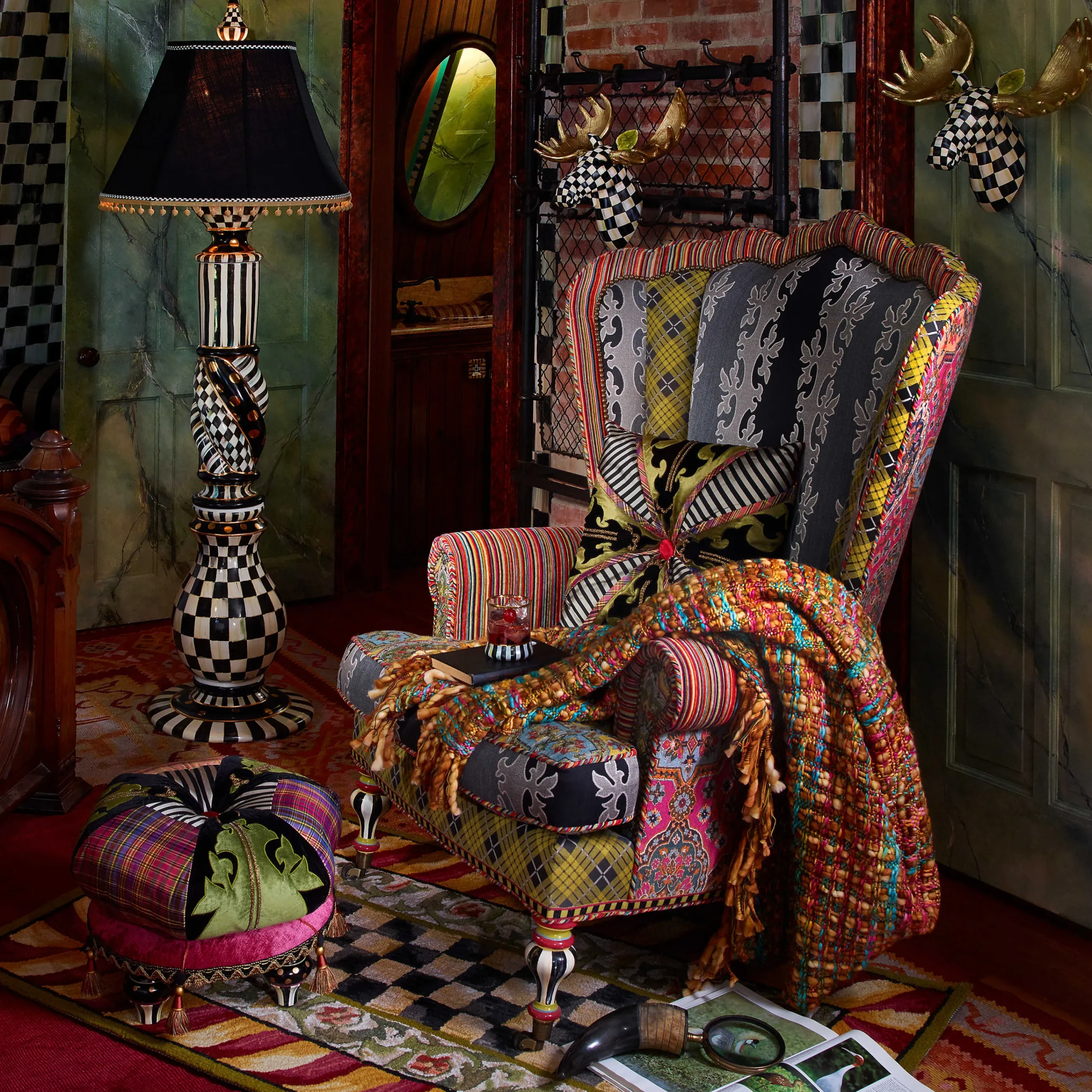MacKenzie-Childs Portobello Road Footstool| Living Room