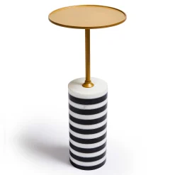 MacKenzie-Childs Priorities Round Stripe Side Table| Entryway Furniture|Living Room