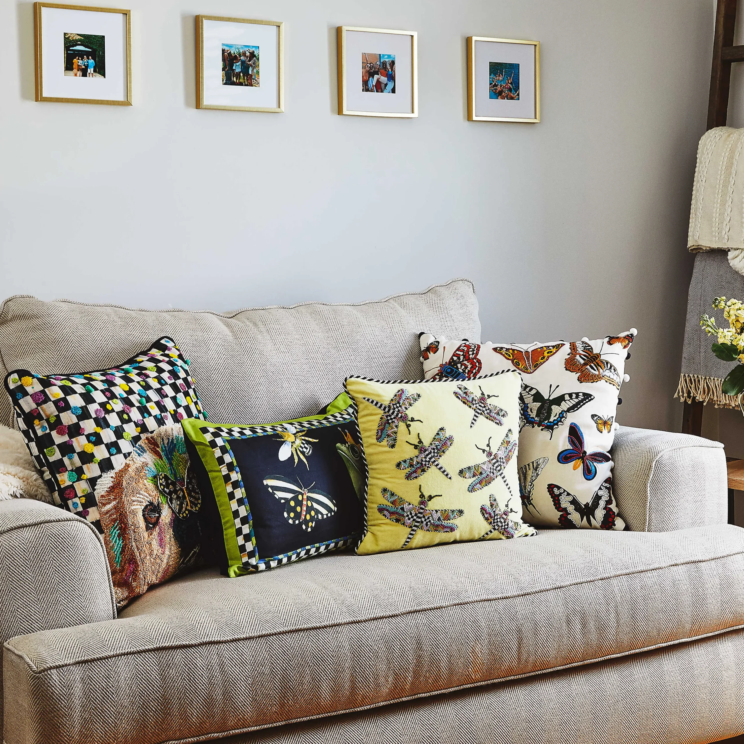 MacKenzie-Childs Puppy Dot Throw Pillow| Spring|Pillows, Throws, & Cushions