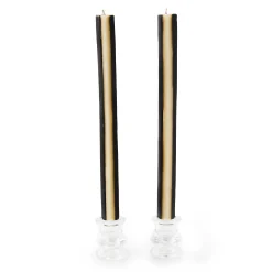 MacKenzie-Childs Quatro Black Ivory Dinner Candles, Set of 2| Candles & Fragrances|Table Accessories