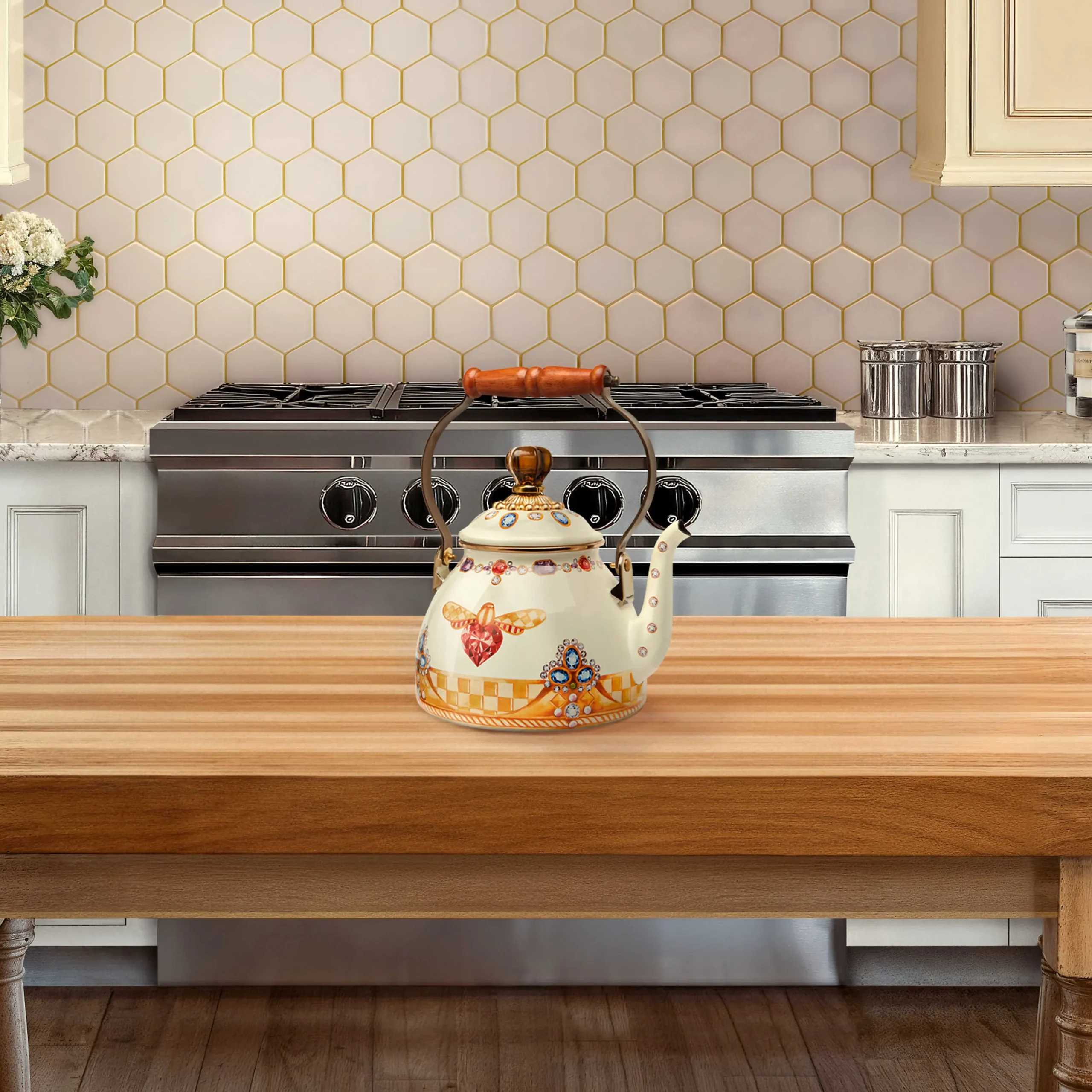 MacKenzie-Childs Queen Bee 2 Quart Tea Kettle| Fall Entertaining|Tea Kettles