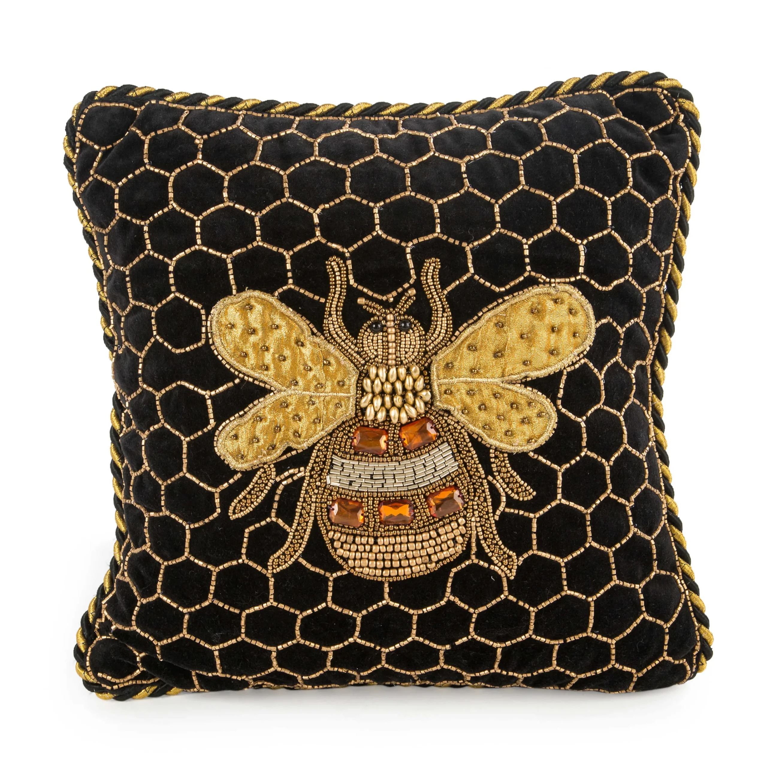 MacKenzie-Childs Queen Bee Black Throw Pillow| Pillows, Throws, & Cushions