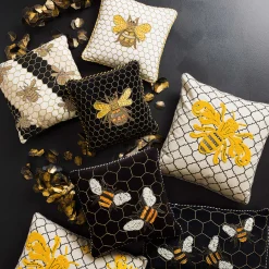 MacKenzie-Childs Queen Bee Black Throw Pillow| Pillows, Throws, & Cushions