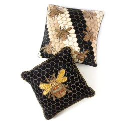 MacKenzie-Childs Queen Bee Black Throw Pillow| Pillows, Throws, & Cushions