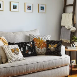 MacKenzie-Childs Queen Bee Black Throw Pillow| Pillows, Throws, & Cushions