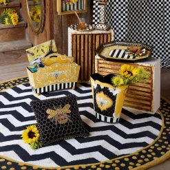 MacKenzie-Childs Queen Bee Black Throw Pillow| Pillows, Throws, & Cushions