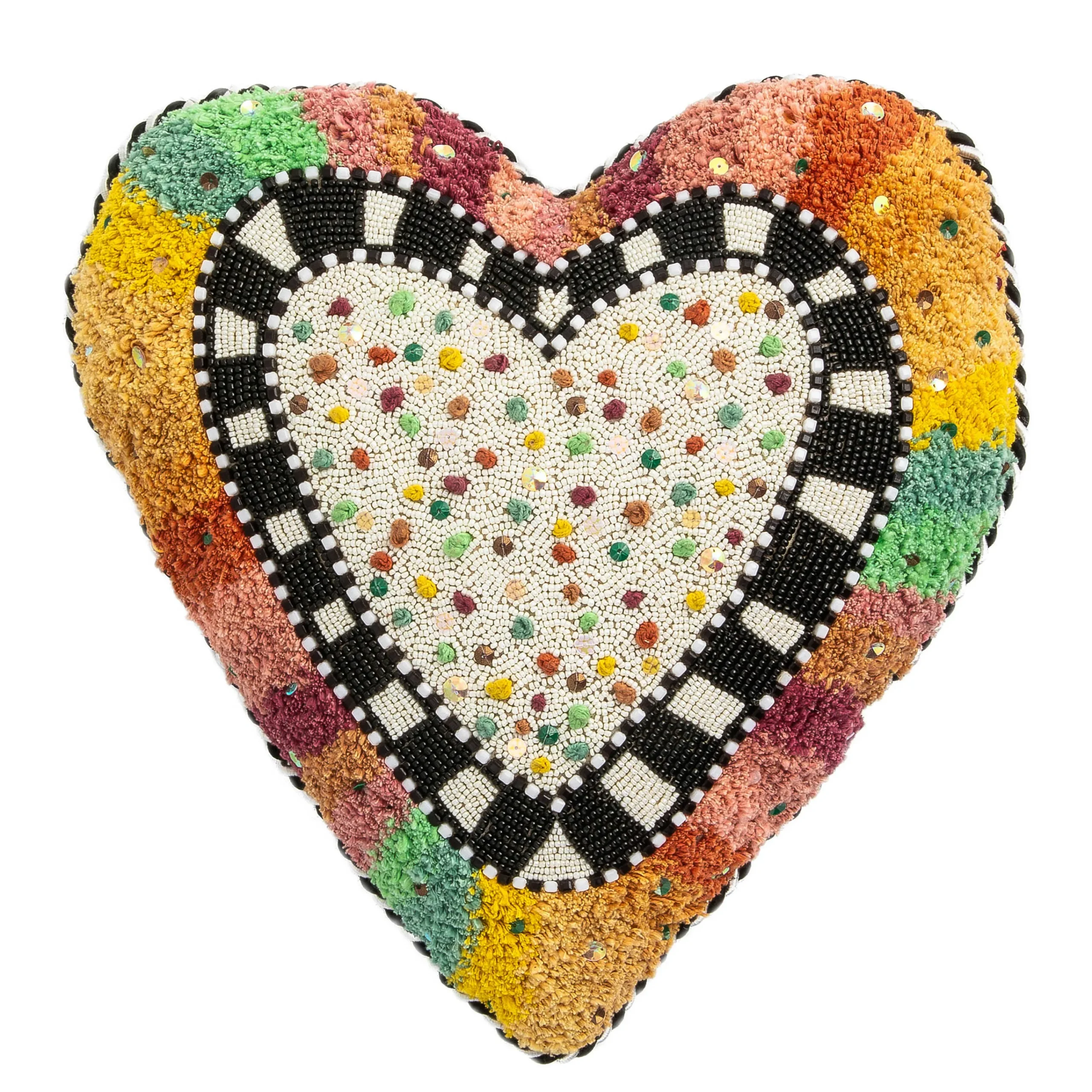 MacKenzie-Childs Rainbow Heart Shaped Throw Pillow| Pillows, Throws, & Cushions