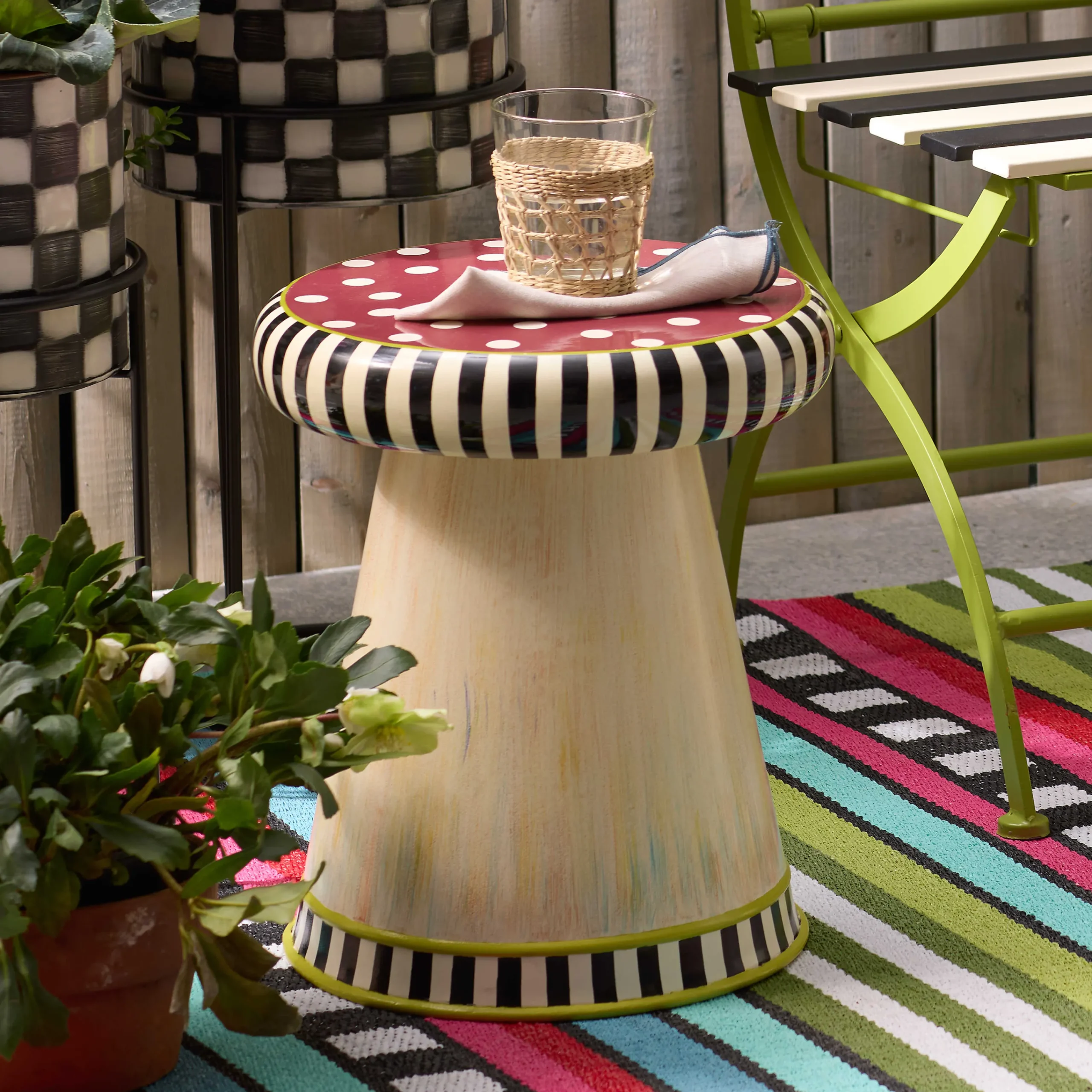 MacKenzie-Childs Red Small Outdoor Toadstool| Outdoor|Spring