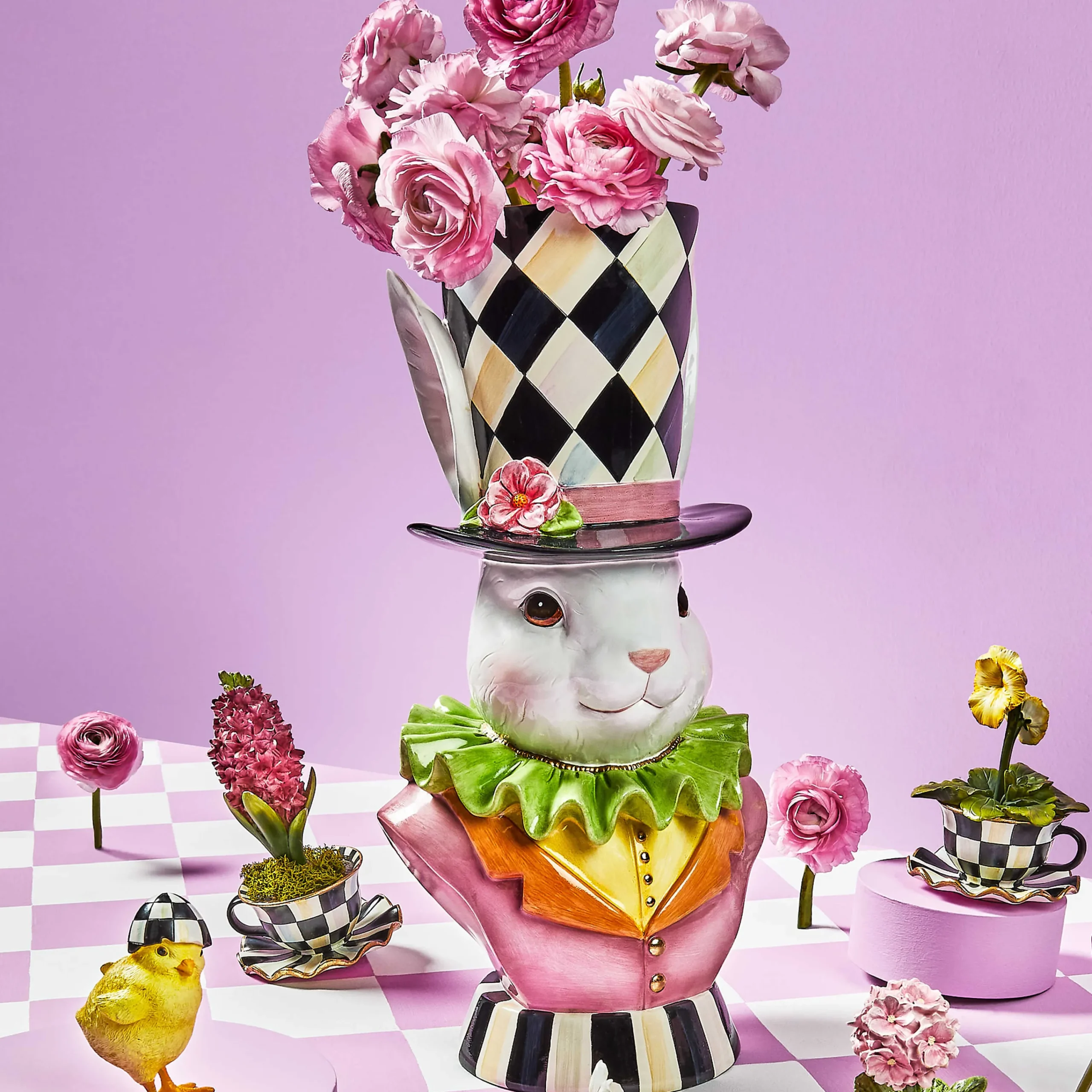 MacKenzie-Childs Rose Rabbit Planter| Easter|Spring