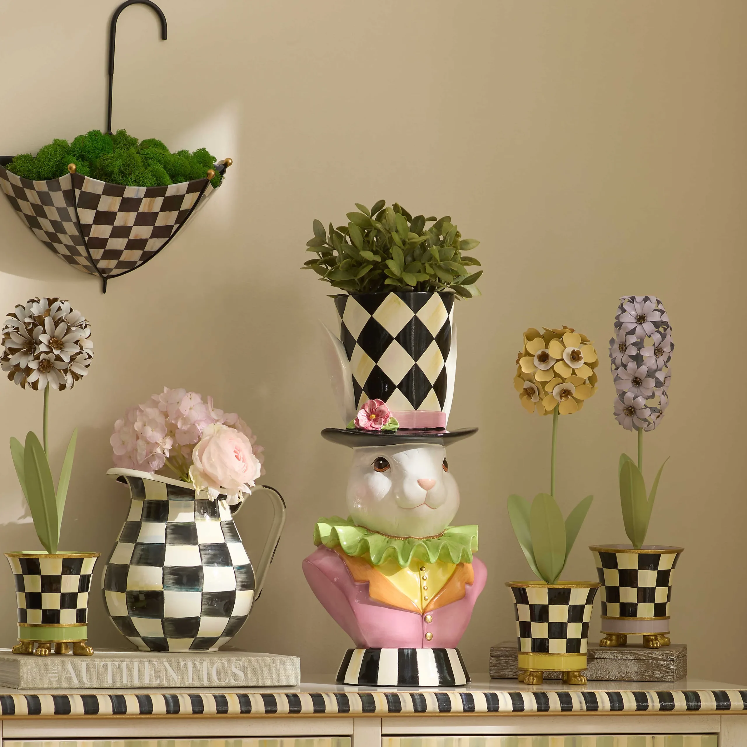 MacKenzie-Childs Rose Rabbit Planter| Easter|Spring