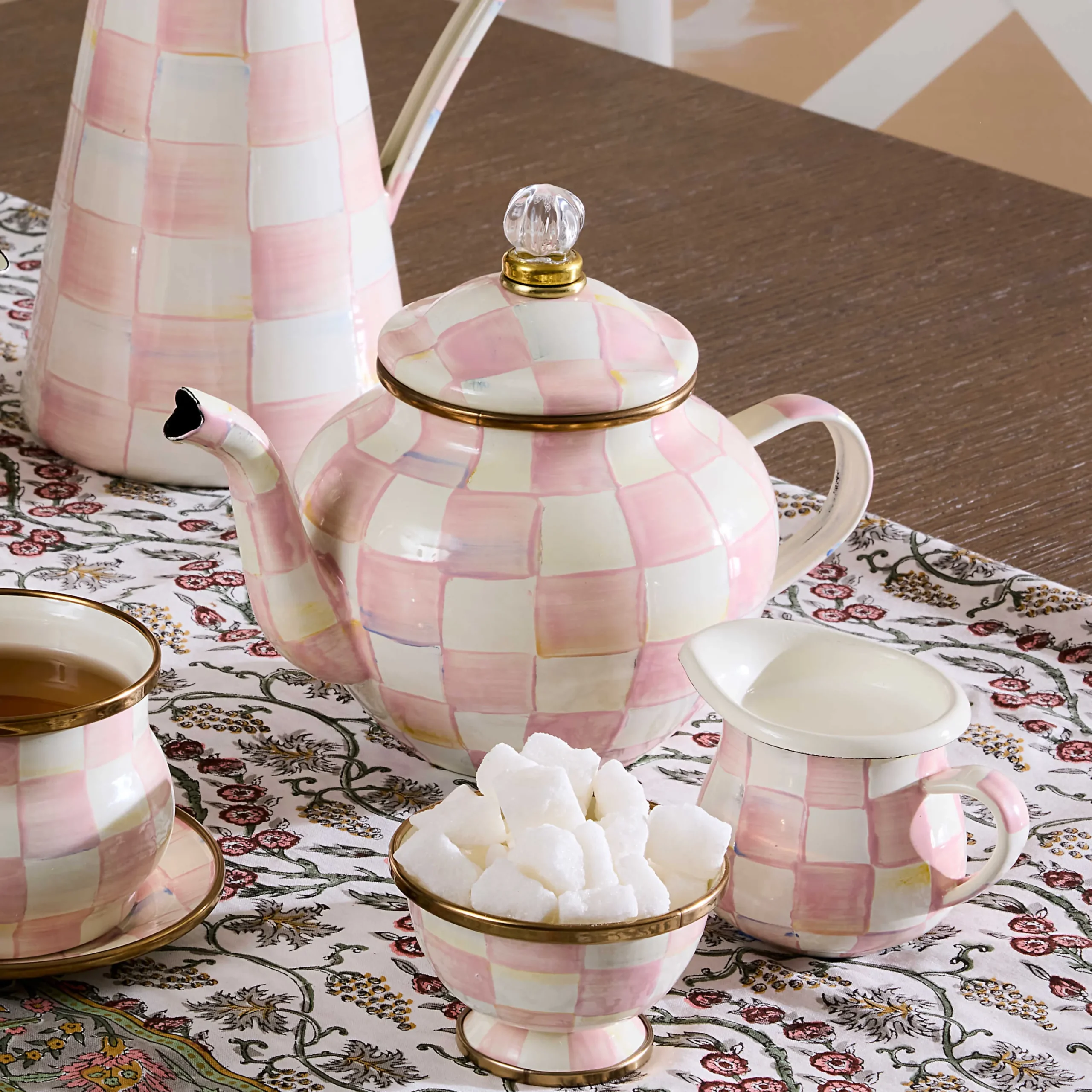 MacKenzie-Childs Rosy Check 4 Cup Teapot| The Coffee Shop|Fall Entertaining