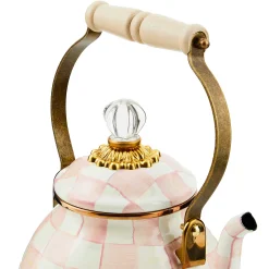 MacKenzie-Childs Rosy Check 2 Quart Tea Kettle| Easter|Spring