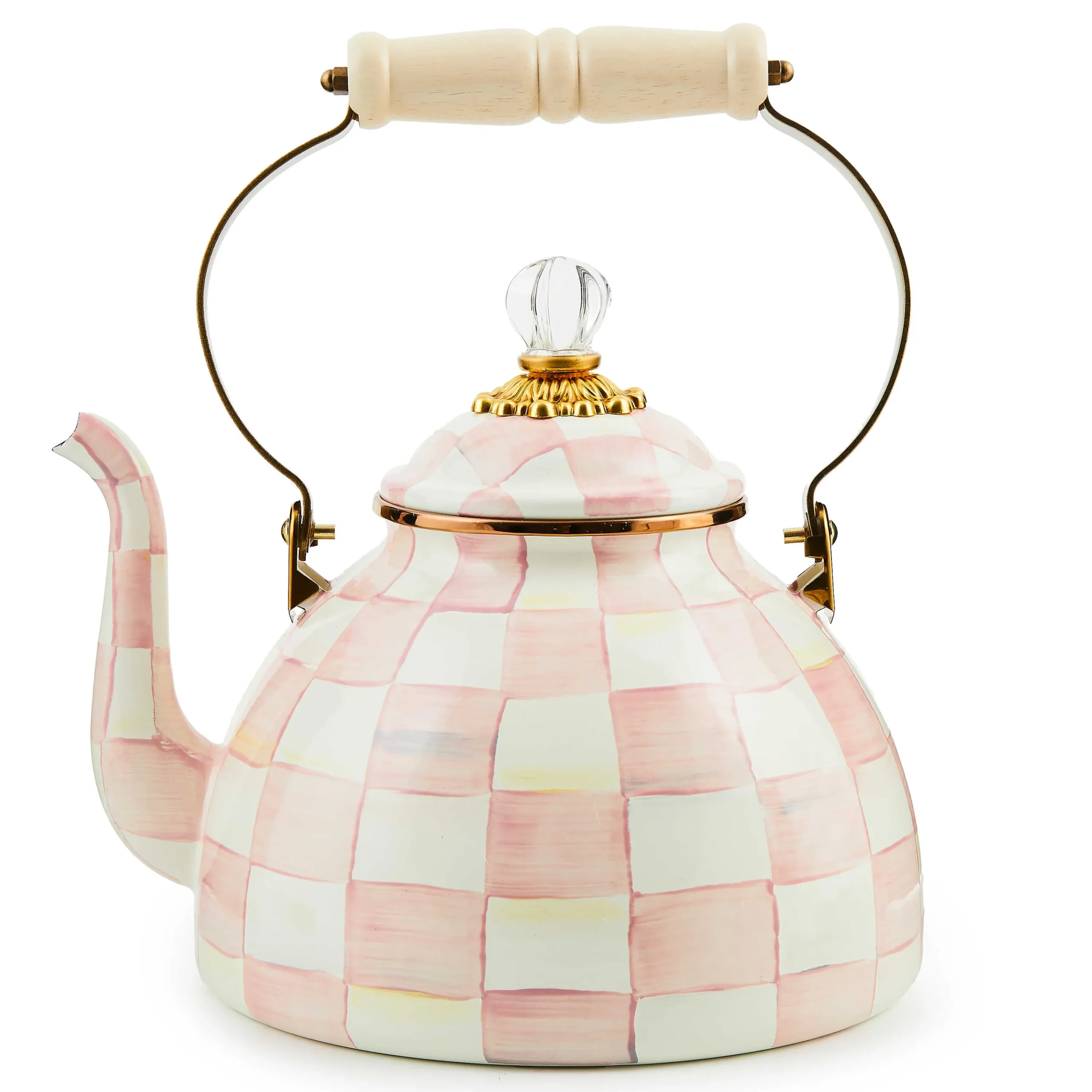 MacKenzie-Childs Rosy Check 3 Quart Tea Kettle| Easter|Spring