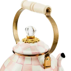 MacKenzie-Childs Rosy Check 3 Quart Tea Kettle| Easter|Spring