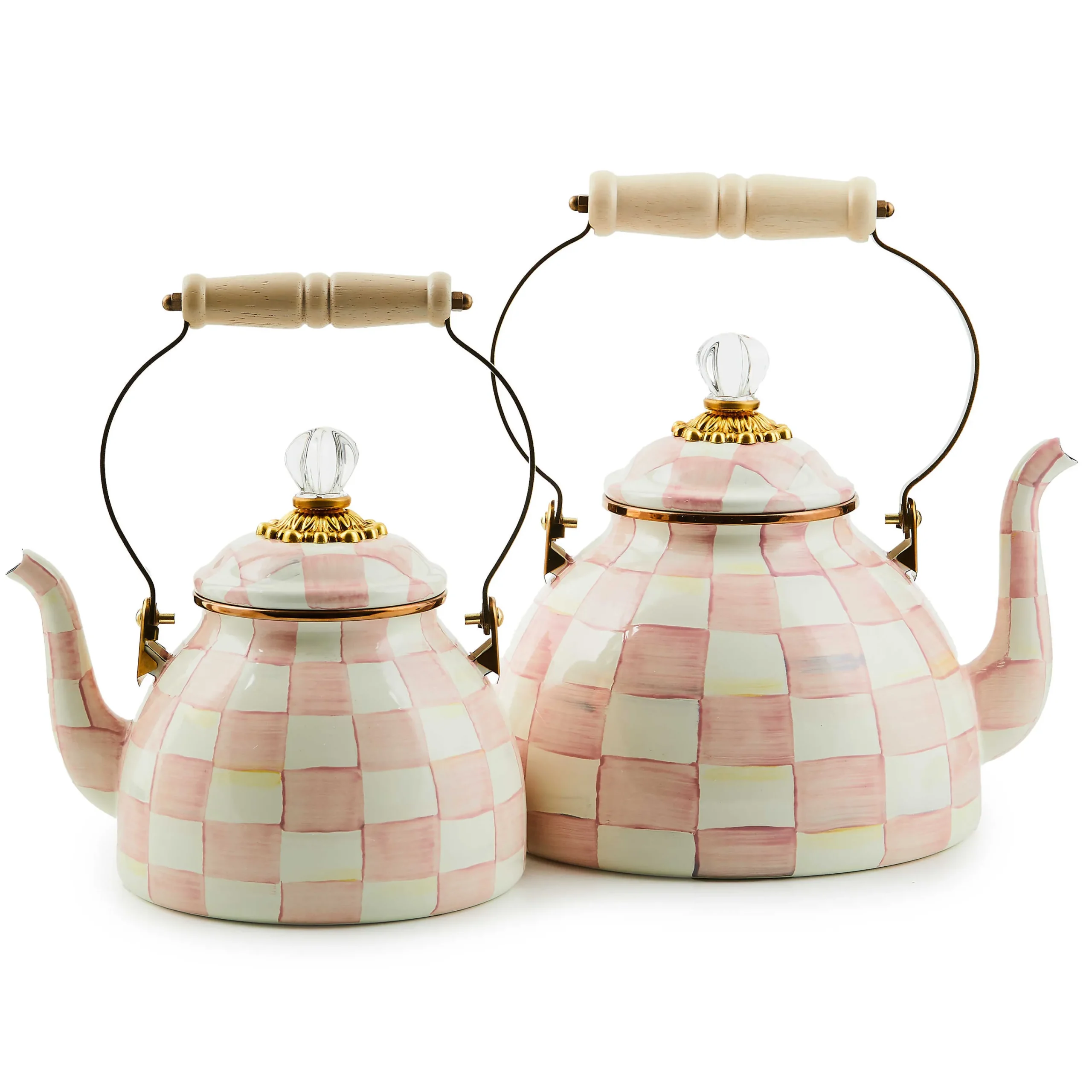 MacKenzie-Childs Rosy Check 3 Quart Tea Kettle| Easter|Spring