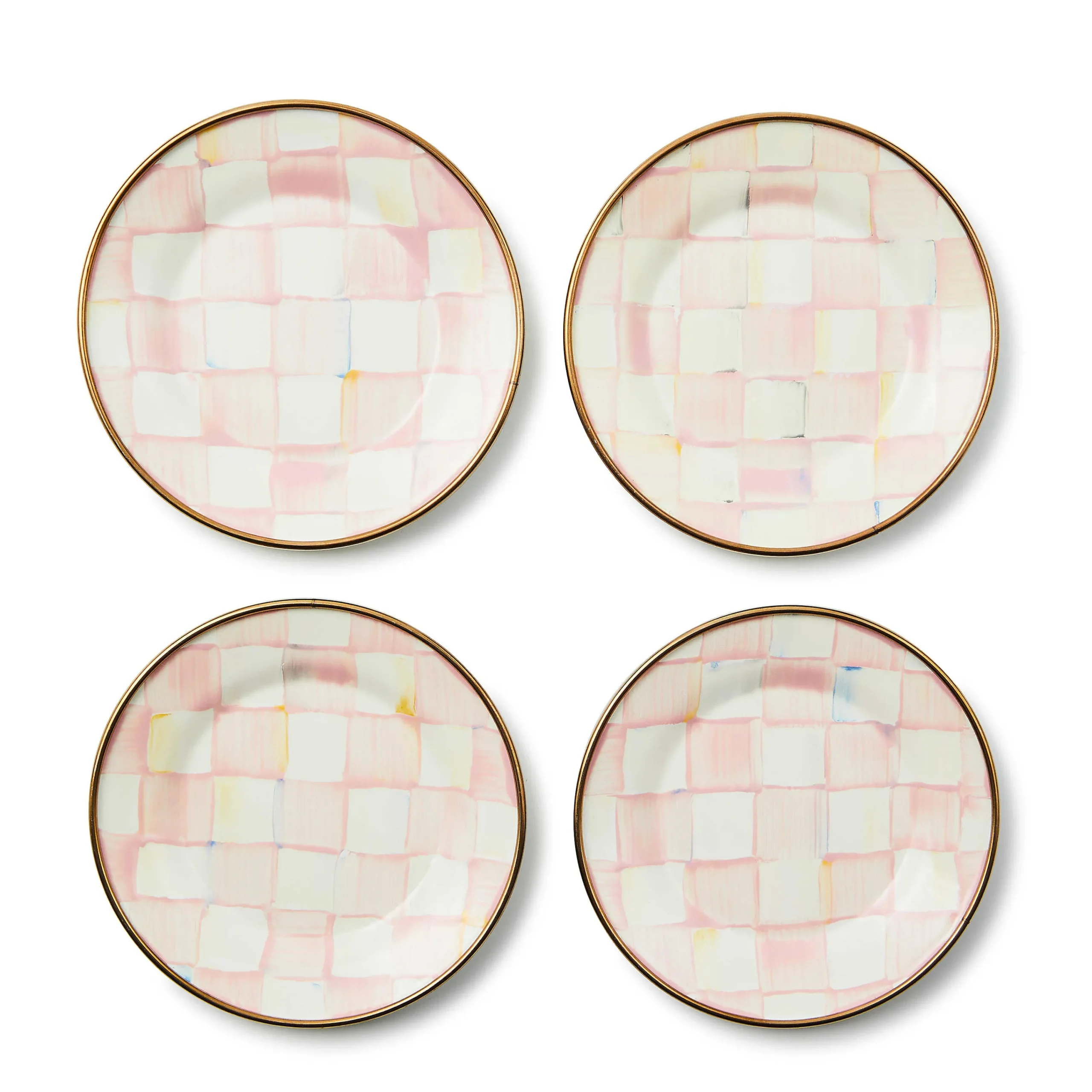 MacKenzie-Childs Rosy Check Appetizer Plates, Set of 4| Kitchen & Dining Sets|Fall Entertaining