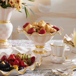 MacKenzie-Childs Rosy Check Ceramic Compote| Fall Entertaining|Serveware