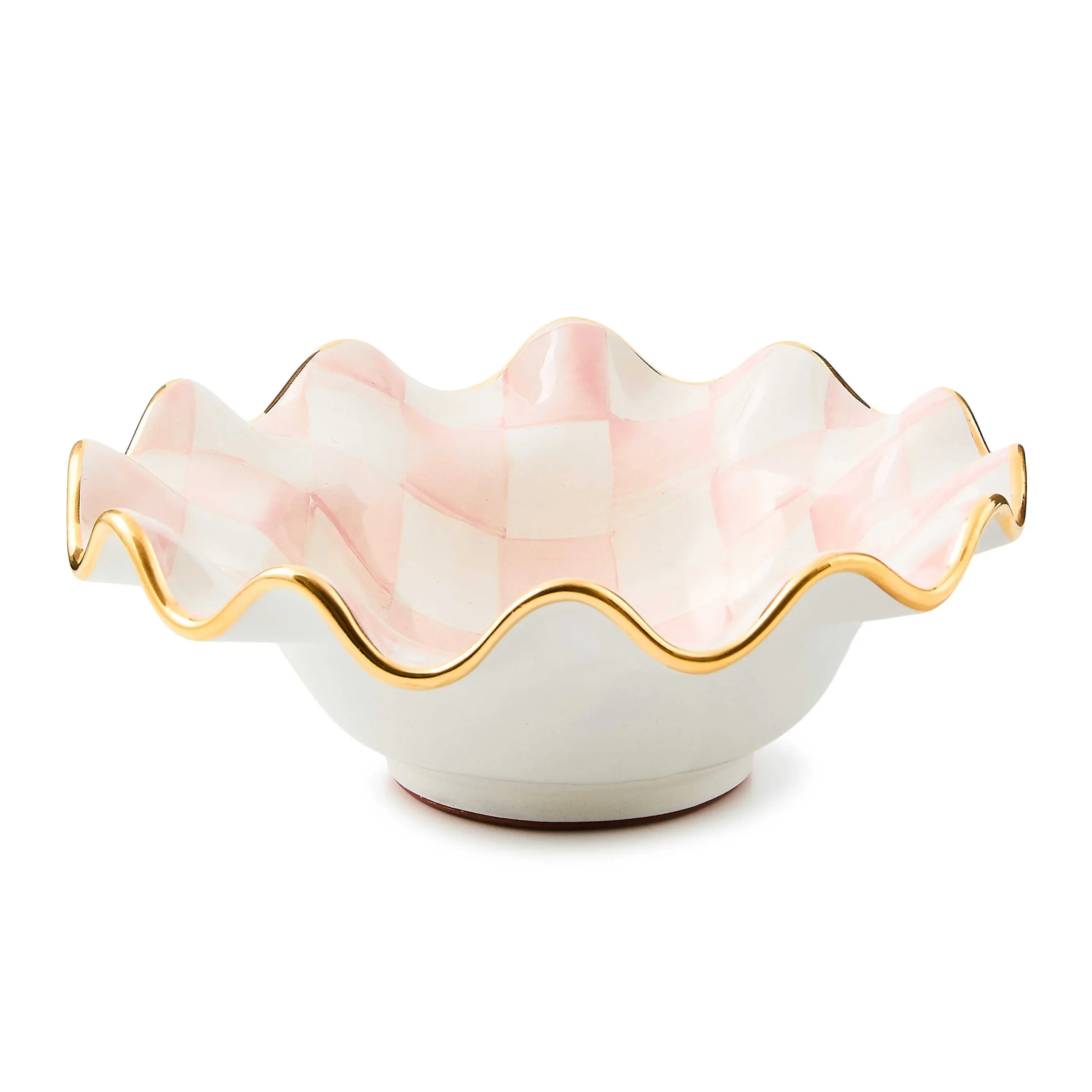 MacKenzie-Childs Rosy Check Ceramic Fluted Breakfast Bowl| Dinnerware & Flatware