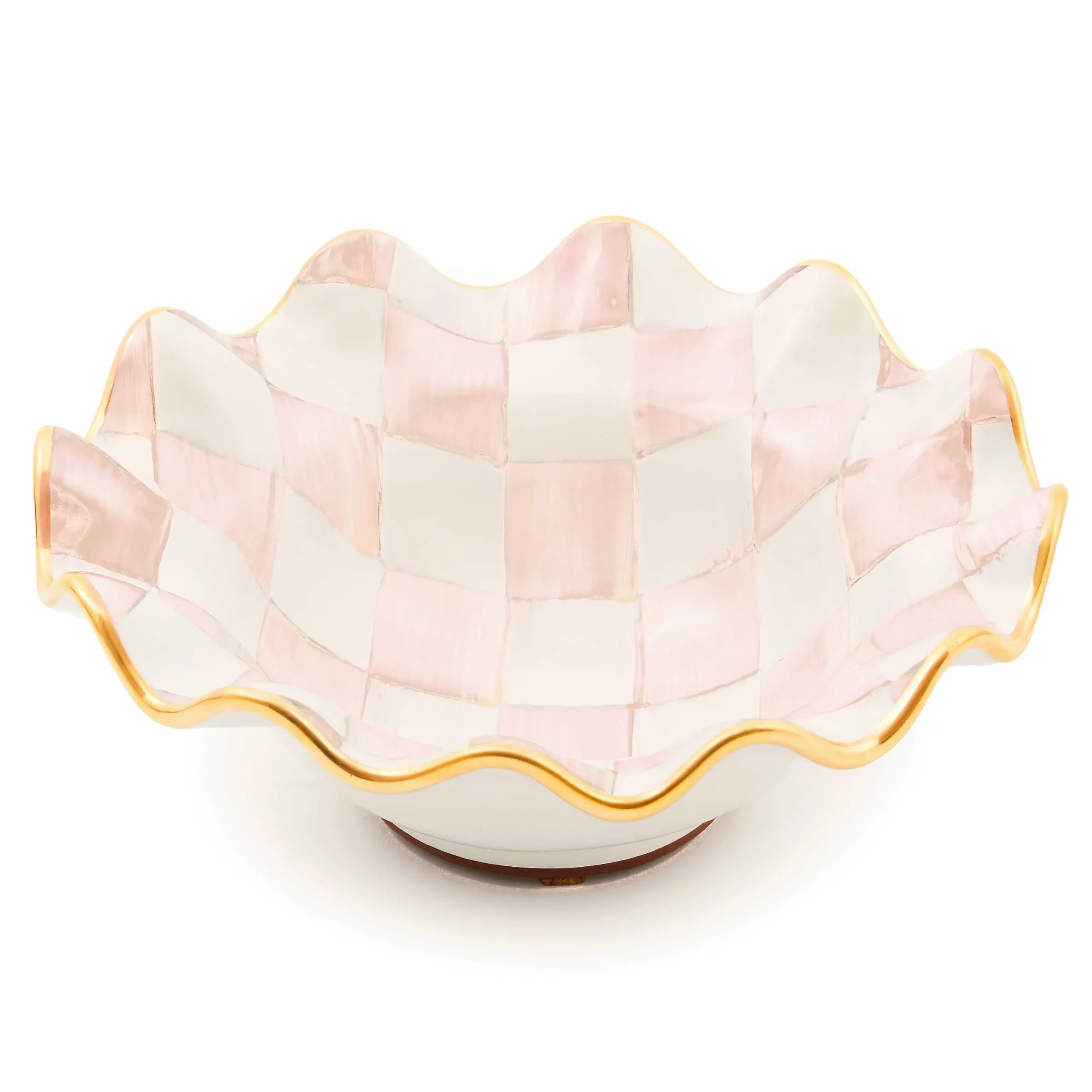 MacKenzie-Childs Rosy Check Ceramic Fluted Breakfast Bowl| Dinnerware & Flatware