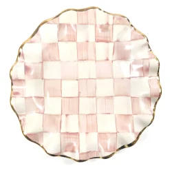MacKenzie-Childs Rosy Check Ceramic Fluted Dessert Plate| Fall Entertaining|Dinnerware & Flatware
