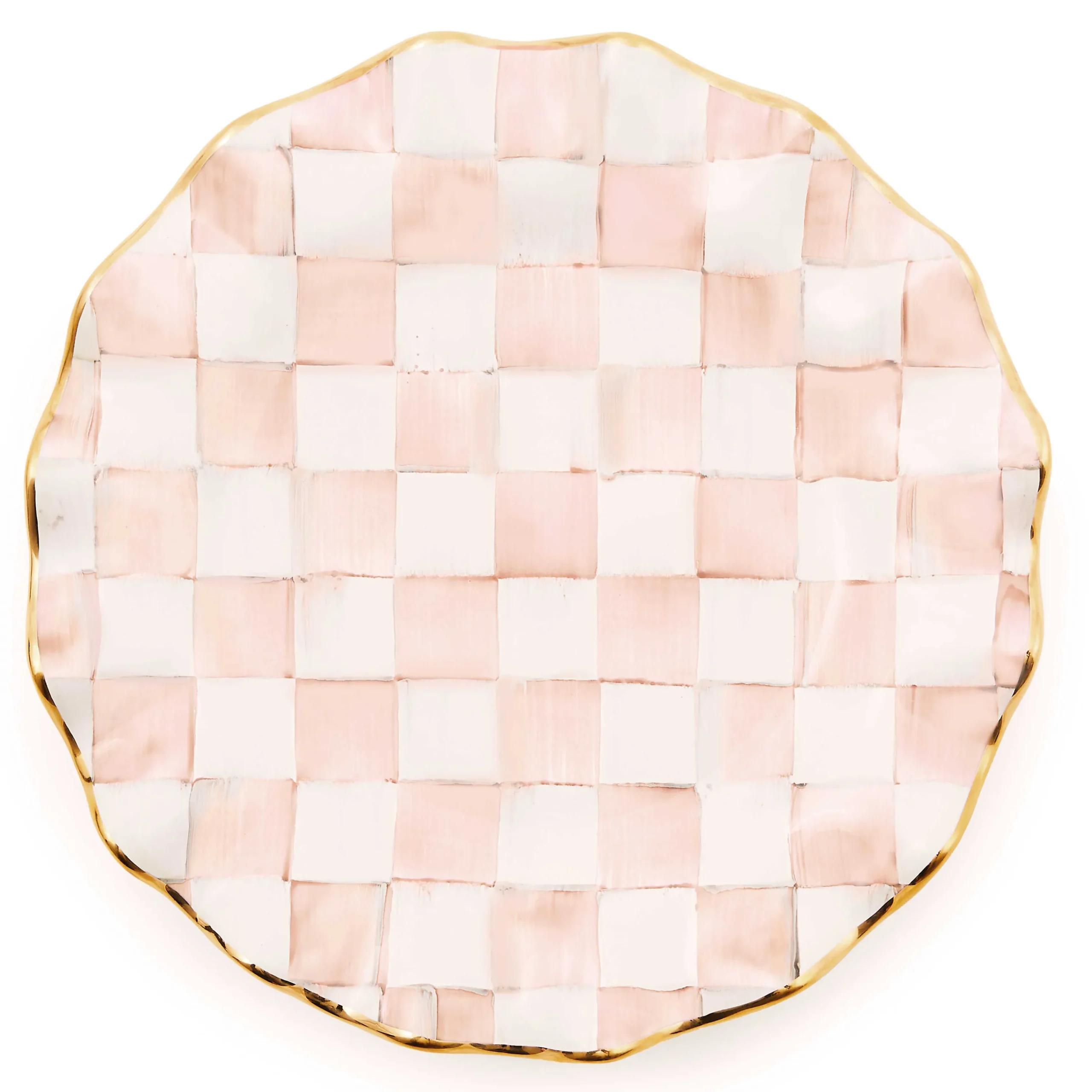 MacKenzie-Childs Rosy Check Ceramic Fluted Dinner Plate| Fall Entertaining|Dinnerware & Flatware