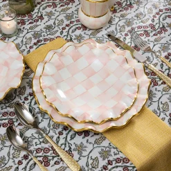 MacKenzie-Childs Rosy Check Ceramic Fluted Dinner Plate| Fall Entertaining|Dinnerware & Flatware