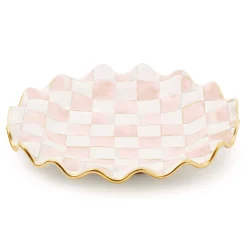 MacKenzie-Childs Rosy Check Ceramic Fluted Dinner Plate| Fall Entertaining|Dinnerware & Flatware