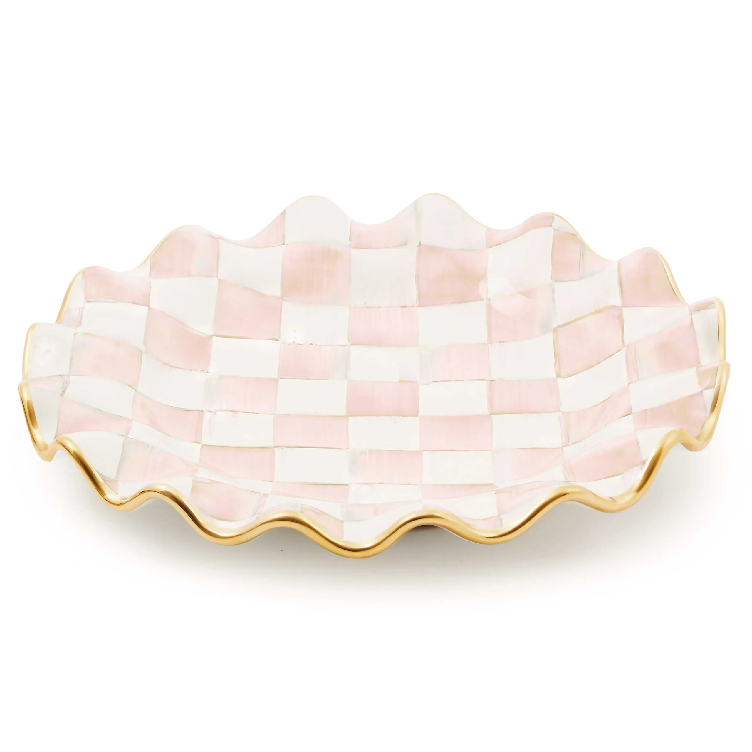 MacKenzie-Childs Rosy Check Ceramic Fluted Dinner Plate| Fall Entertaining|Dinnerware & Flatware