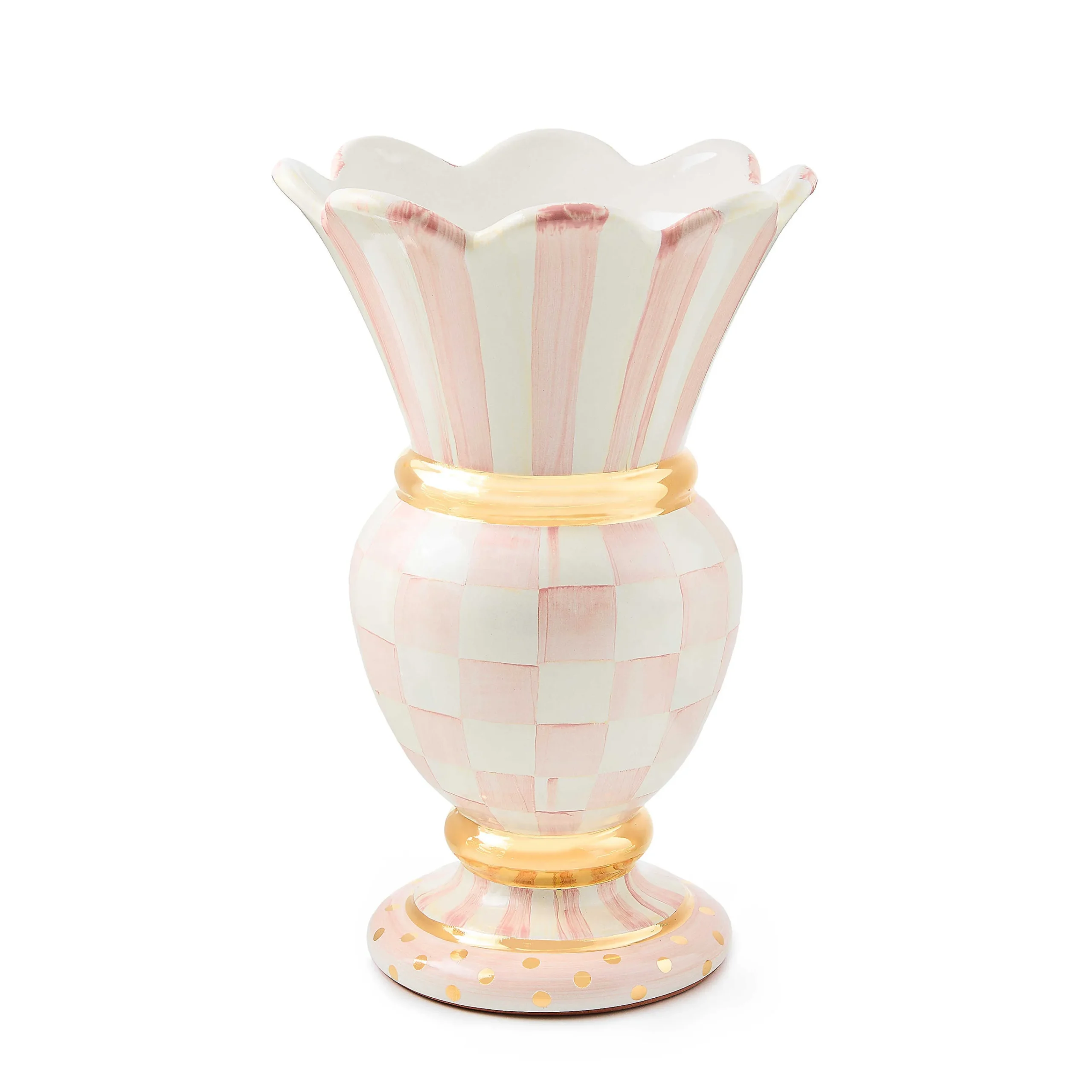 MacKenzie-Childs Rosy Check Ceramic Great Vase| Room Accents|Fall Entertaining