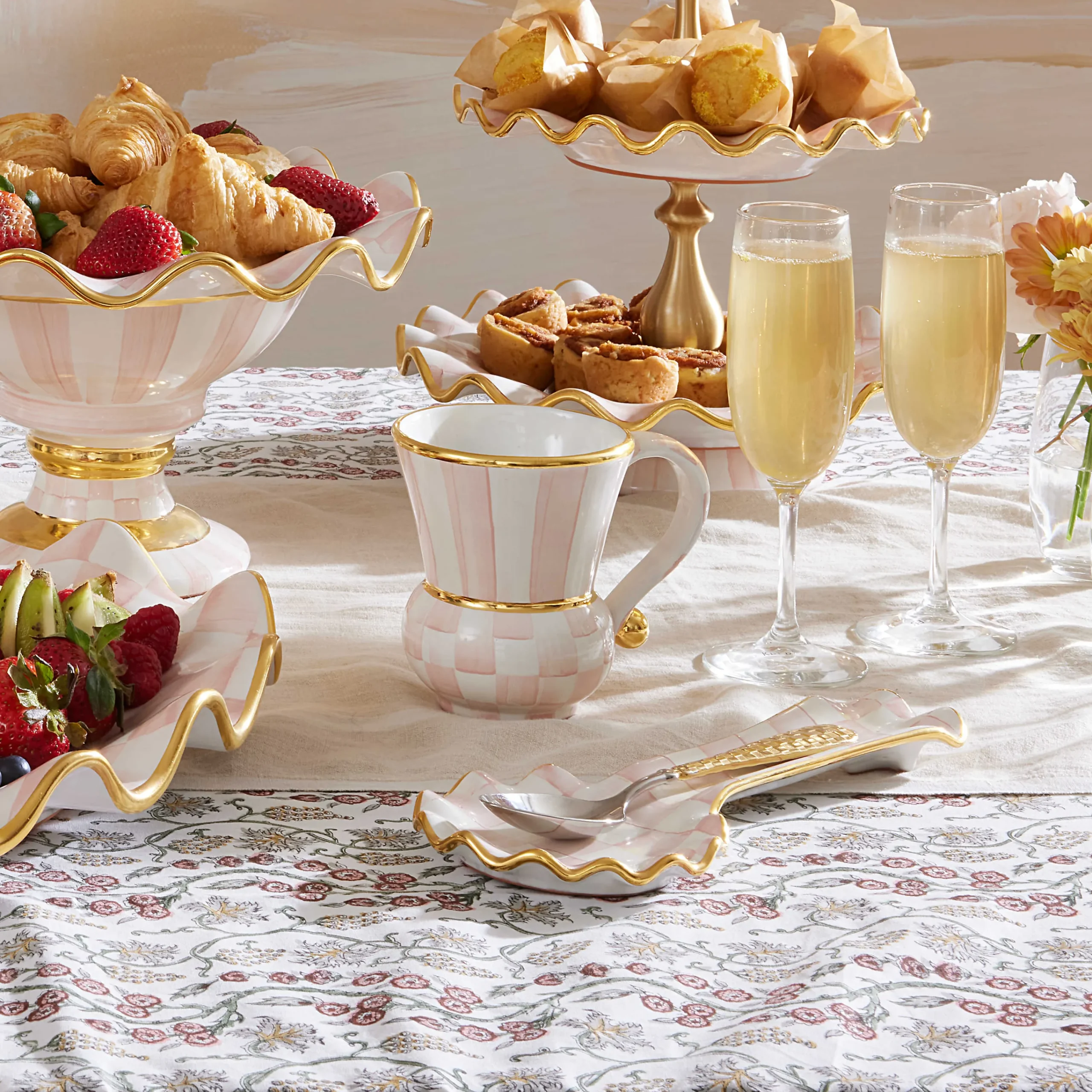 MacKenzie-Childs Rosy Check Ceramic Mug| The Coffee Shop|Fall Entertaining