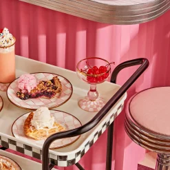 MacKenzie-Childs Rosy Check Coupe Glass| Easter|Spring