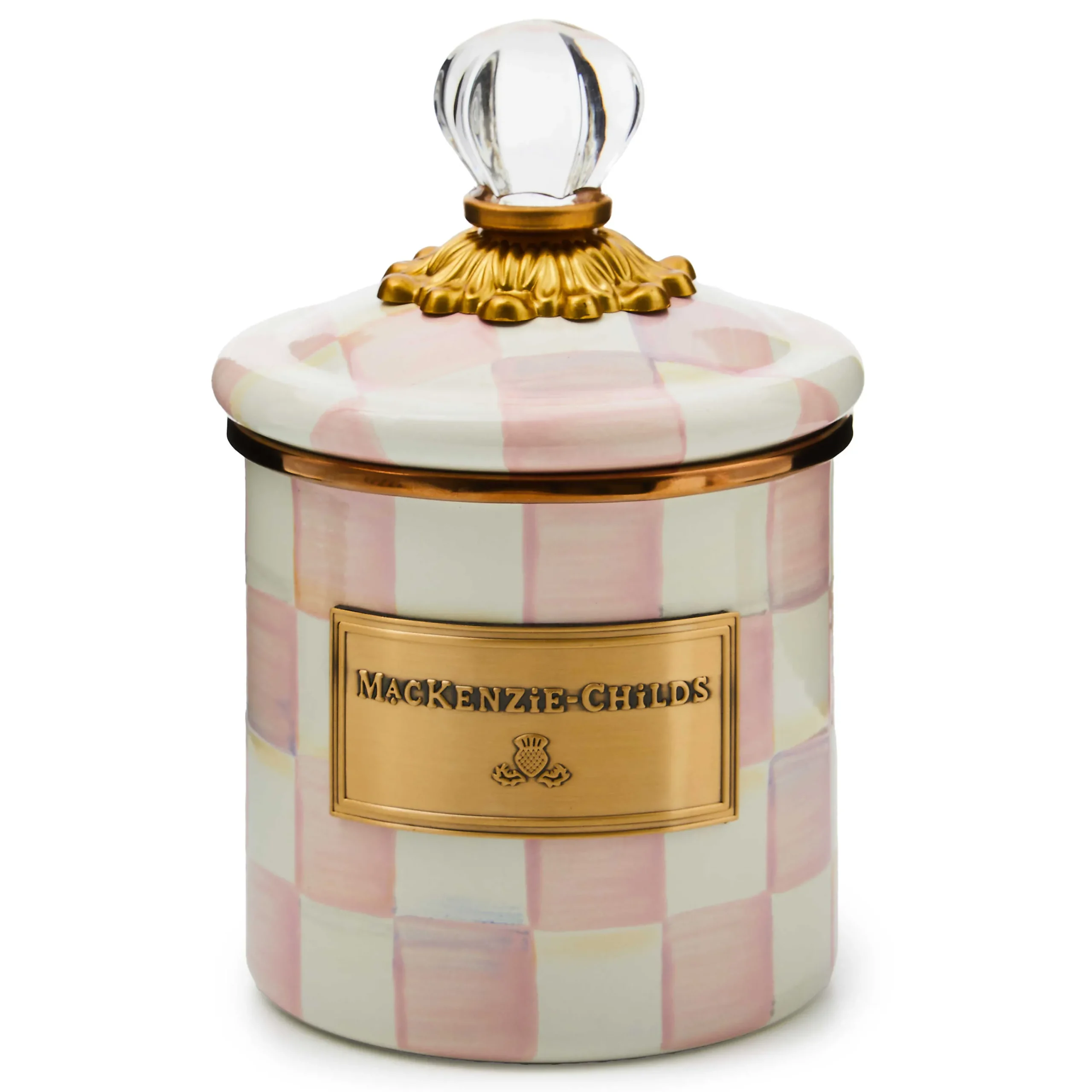 MacKenzie-Childs Rosy Check Demi Canister| Room Accents|Kitchen Storage & Organization