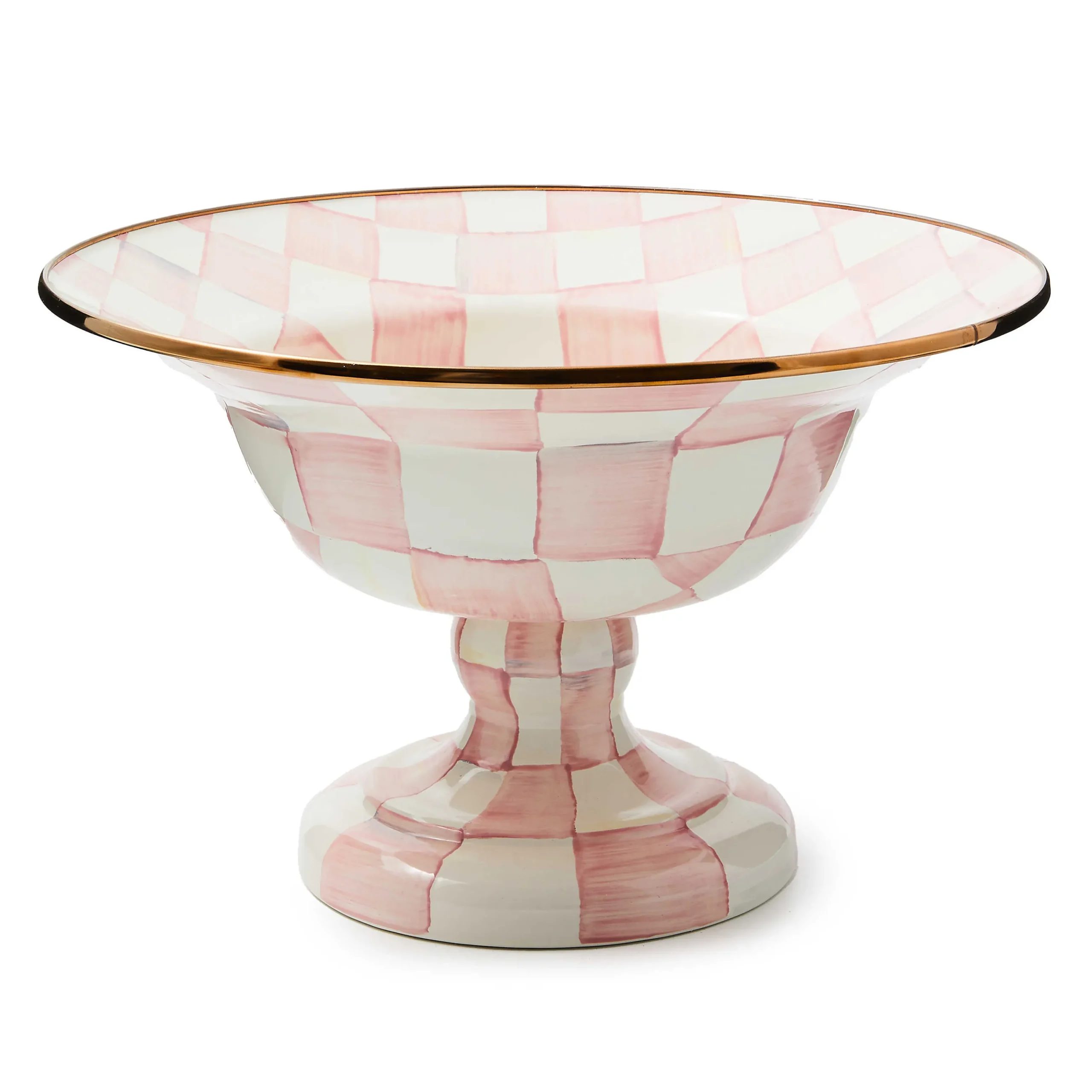 MacKenzie-Childs Rosy Check Large Compote| Fall Entertaining|Serveware